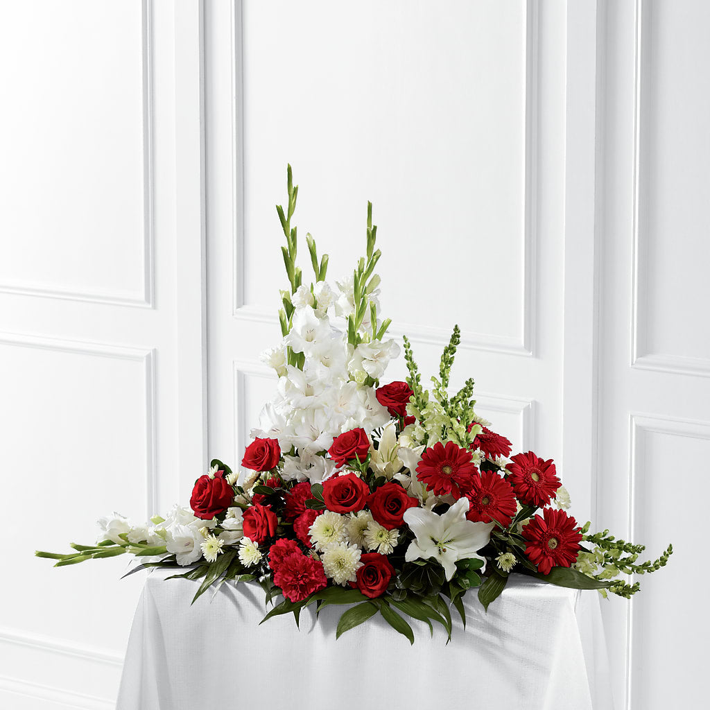 Crimson & White Arrangement – Honey Bee Blooms San Marcos, San Marcos CA