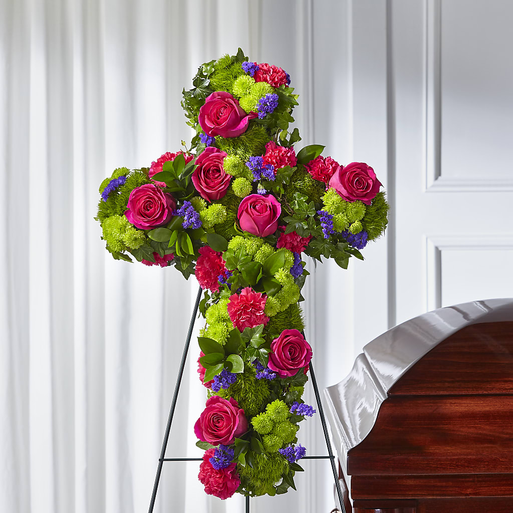 Tribute Rose Floral Cross – Honey Bee Blooms San Marcos, San Marcos CA