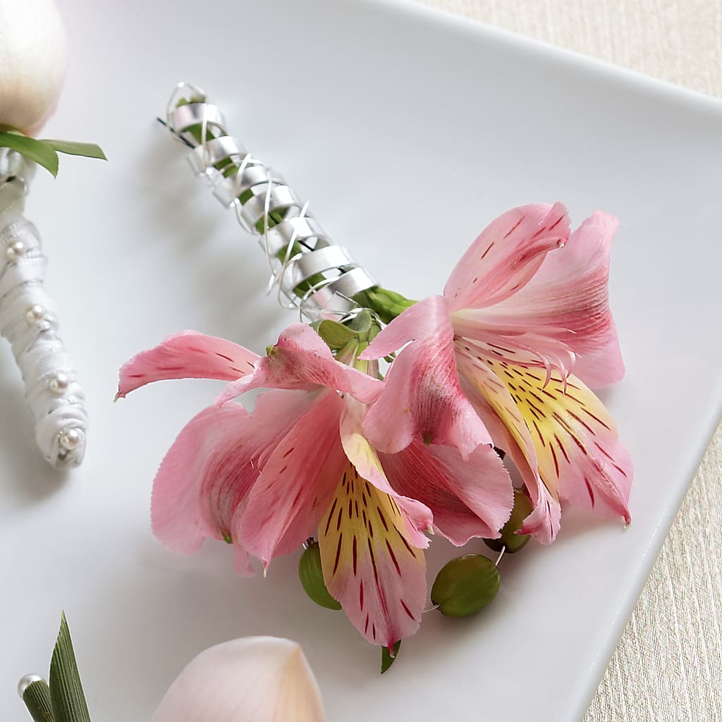 Pink Peruvian Lily Boutonniere – Honey Bee Blooms San Marcos, San Marcos CA
