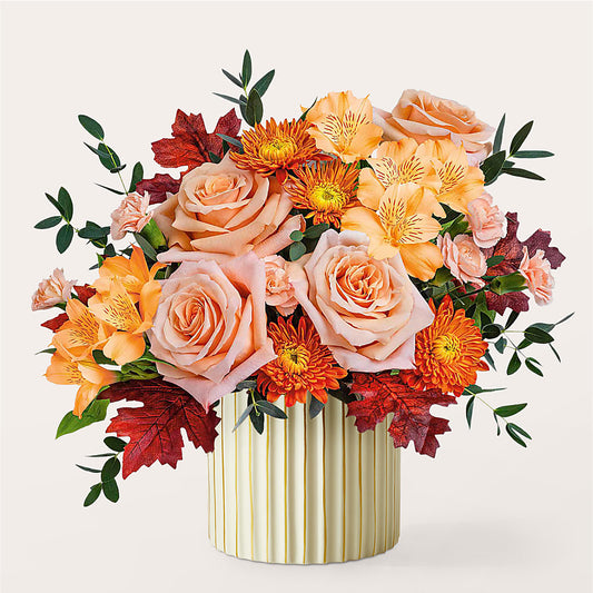 Spiced Latte Bouquet with Ivory Vase –  Honey Bee Blooms San Marcos, San Marcos CA