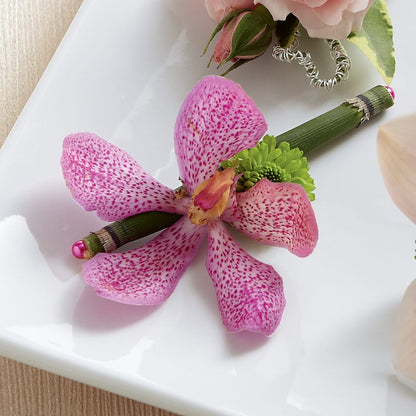Pink Mokara Boutonniere –  Honey Bee Blooms San Marcos, San Marcos CA