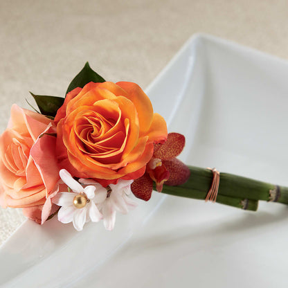 Sunset Dream Boutonniere –  Honey Bee Blooms San Marcos, San Marcos CA