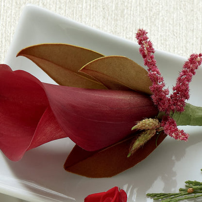 Red Calla Boutonniere –  Honey Bee Blooms San Marcos, San Marcos CA