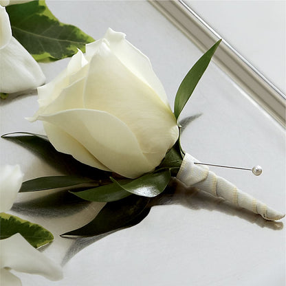 White Rose Boutonniere –  Honey Bee Blooms San Marcos, San Marcos CA